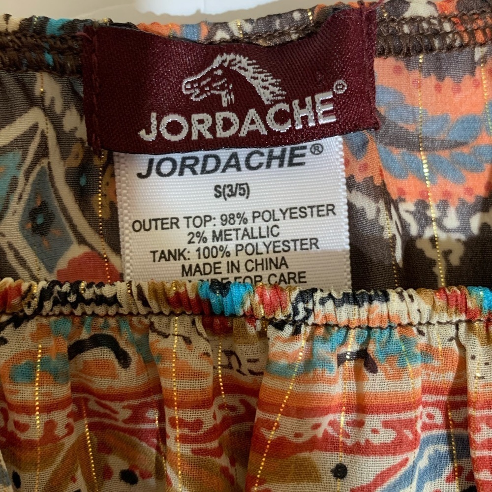 VTG Jordache Boho Sz Sm, Sheer Artsy Top with off shoulder & Bat Wing Sleeves - Picture 5 of 7